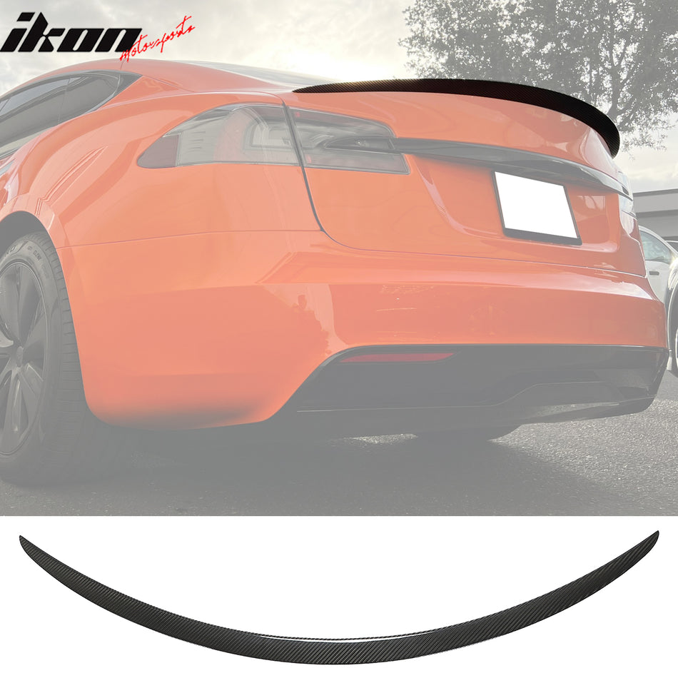 2012-2023 Tesla Model S Gloss Black Rear Spoiler Wing Dry Carbon Fiber