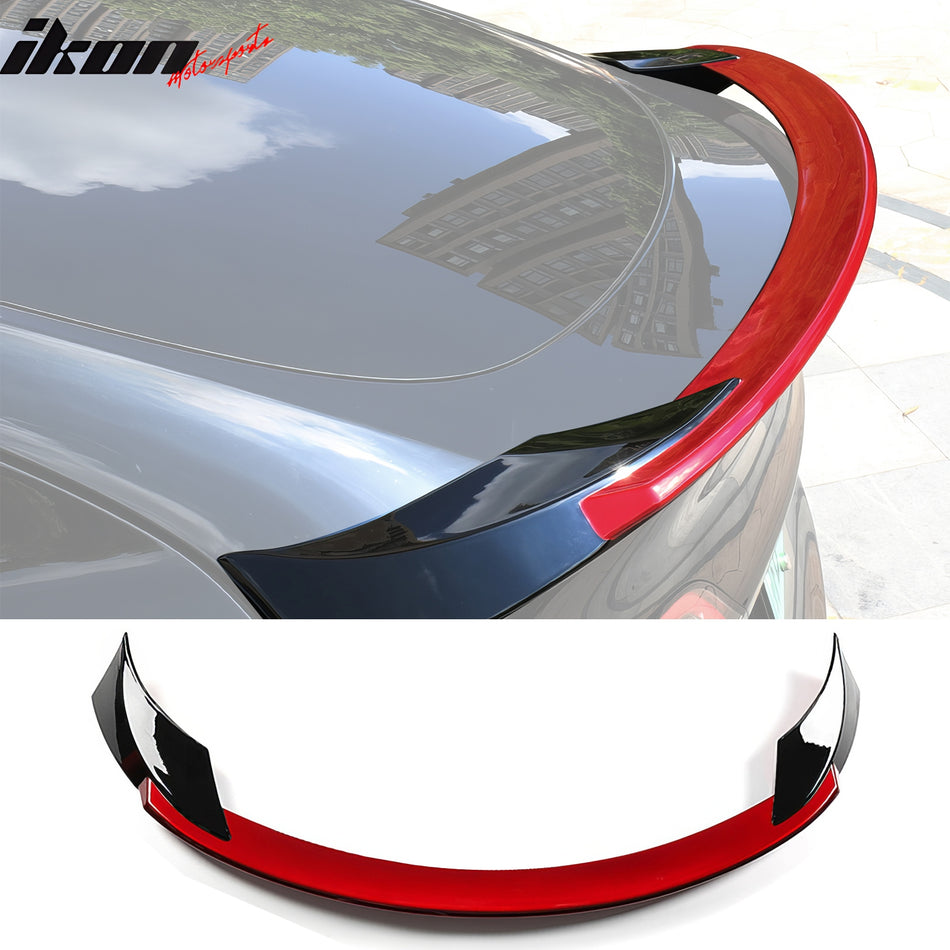 2020-2024 Tesla Y Sport Style Trunk Spoiler Wing Gloss Black & Red ABS