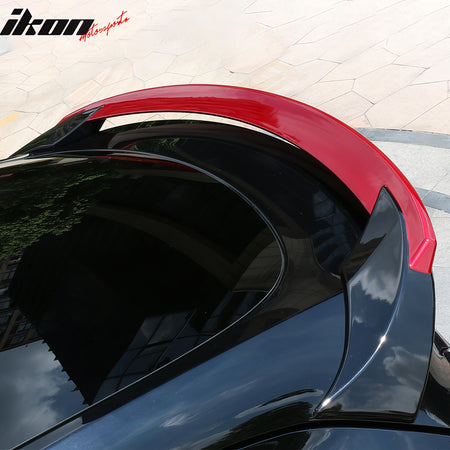 IKON MOTORSPORTS, Trunk Spoiler Compatible with 2020-2024 Tesla Model Y, Sport Style Gloss Black & Red Blow Molding ABS Rear Trunk Lid Spoiler Wing Lip