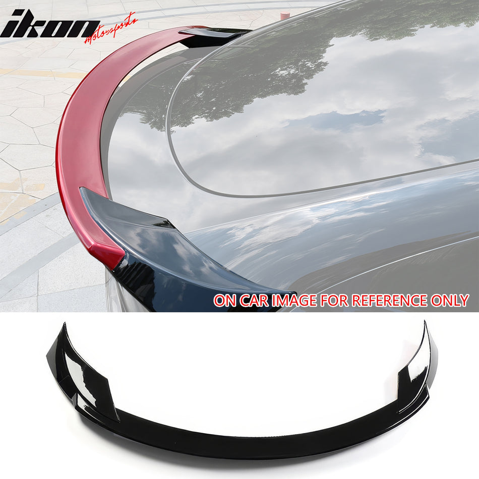 IKON MOTORSPORTS, Trunk Spoiler Compatible with 2020-2024 Tesla Model Y, Sport Style Blow Molding ABS Rear Trunk Lid Spoiler Wing Lip