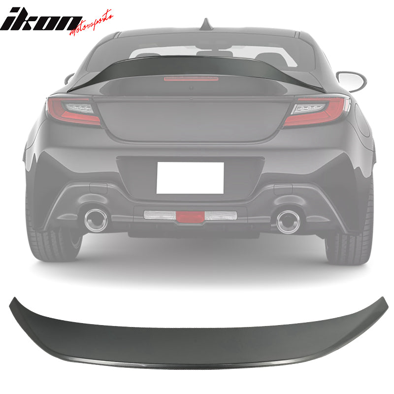 IKON MOTORSPORTS, Roof + Trunk Spoiler Compatible With 2022-2024 Subaru BRZ Toyota GR86, Painted #G1U Ice Silver Metallic ABS IKON Style Rear Window Visor Wing + TRD Style Trunk Spoiler