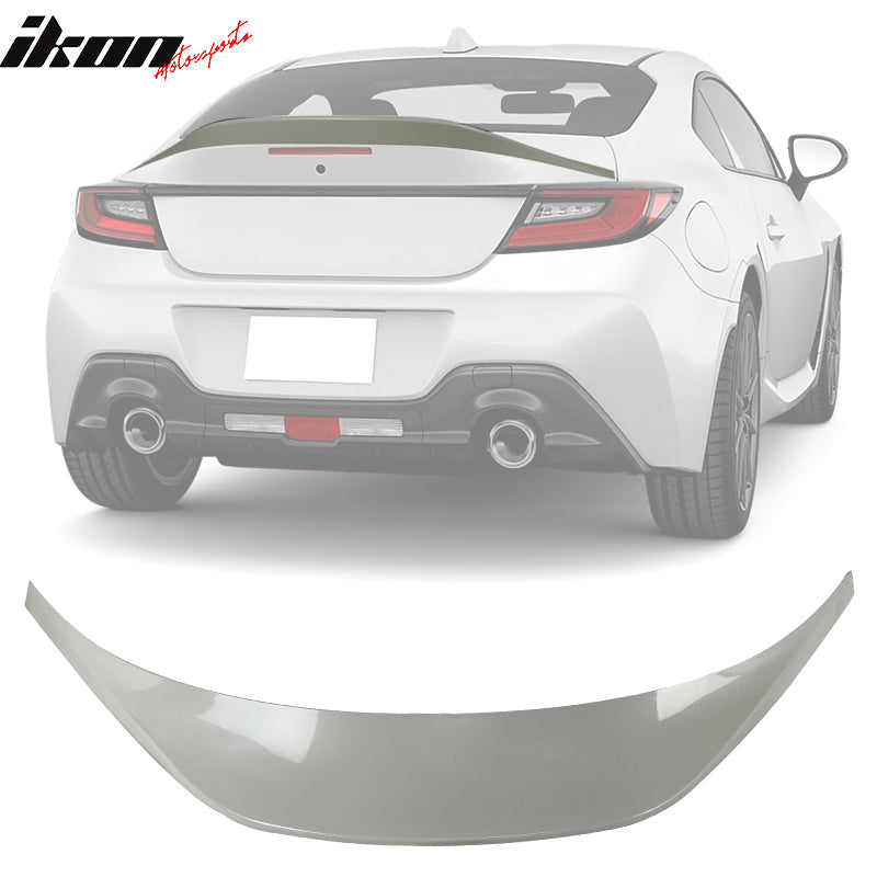 IKON MOTORSPORTS, Roof + Trunk Spoiler Compatible With 2022-2024 Subaru BRZ Toyota GR86, Painted #K1X Crystal White Pearl ABS IKON Style Rear Window Visor Wing + TRD Style Trunk Spoiler