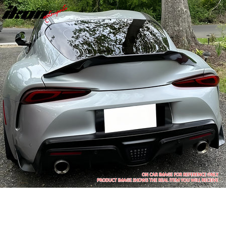 IKON MOTORSPORTS, Trunk Spoiler Compatible with 2020-2024 Toyota GR Supra J29 A90 & Supra, V Style Matte Black ABS Plastic Rear Trunk Lid Spoiler Wing Lip