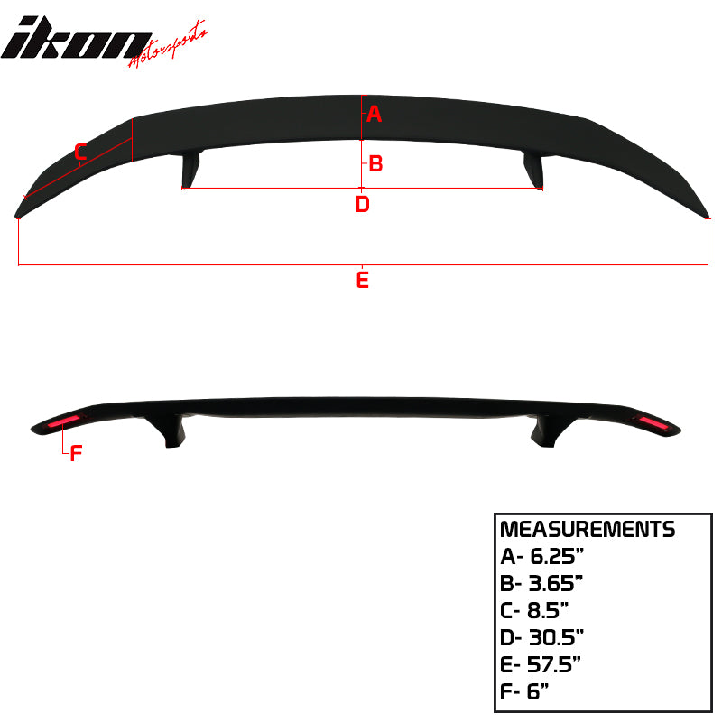 Universal Fitment Rear Trunk Spoiler Deck Wing With 2 Post&LED Turn Signal Light