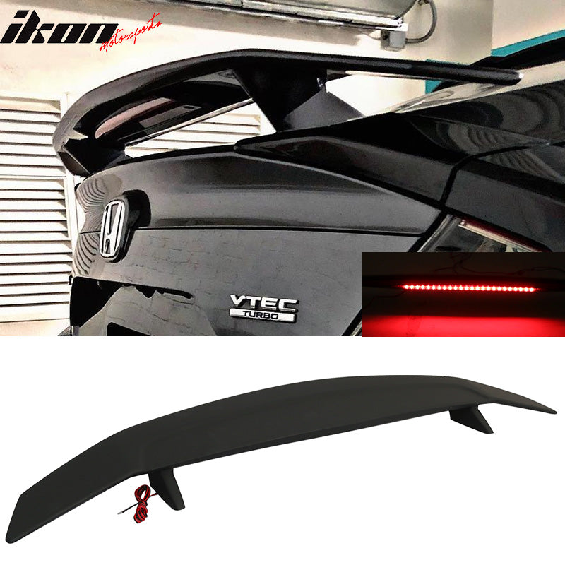 2016-2021 Honda Civic Sedan IKON Style Matte Black Rear Spoiler Wing