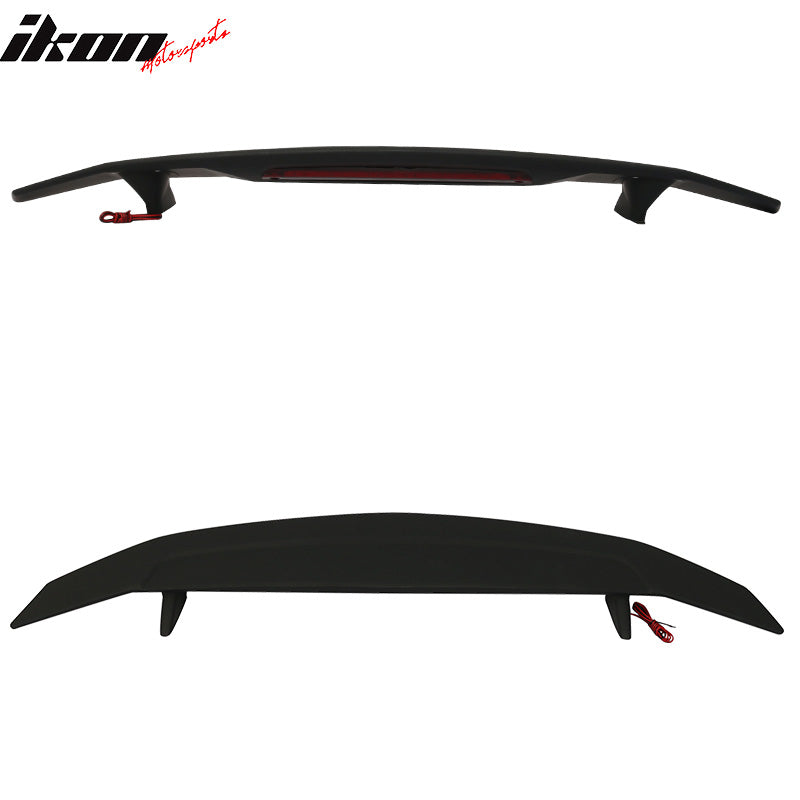 Fits 16-21 Civic Sedan 4Dr Trunk Spoiler Si Sport Wing & LED - Matte Black ABS