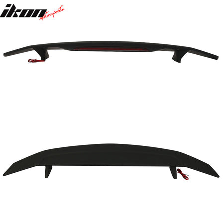 Fits 16-21 Civic Sedan 4Dr Trunk Spoiler Si Sport Wing & LED - Matte Black ABS