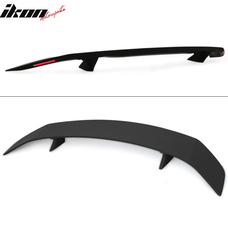 Universal Fitment Rear Trunk Spoiler Deck Wing With 2 Post&LED Turn Signal Light