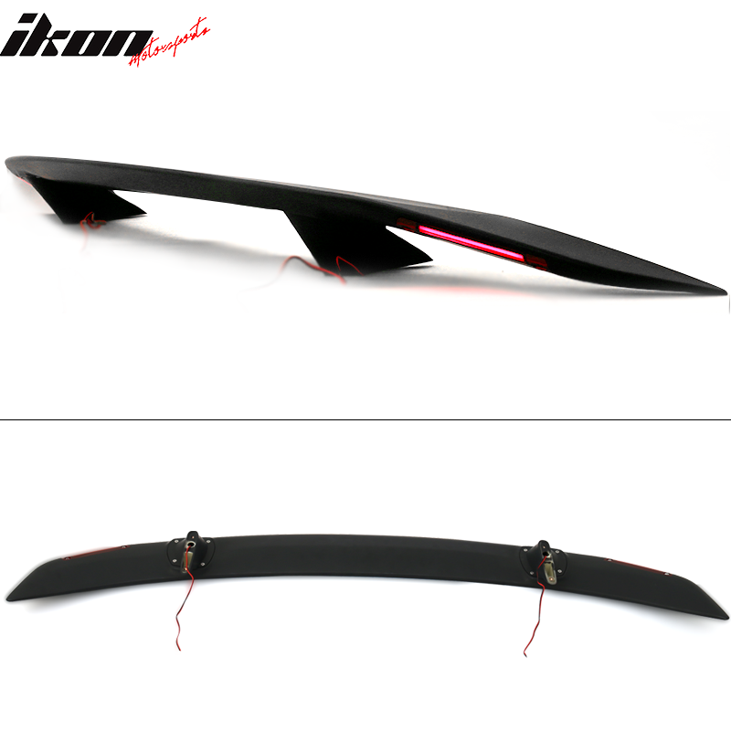 Universal Fitment Rear Trunk Spoiler Deck Wing With 2 Post&LED Turn Signal Light