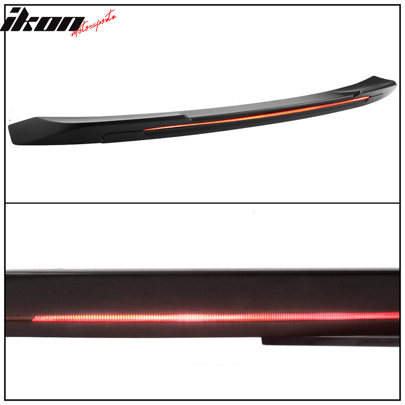 Fits 16-19 Chevy Cruze 4DR Sedan Long LED Style Trunk Spoiler Matte Black - ABS