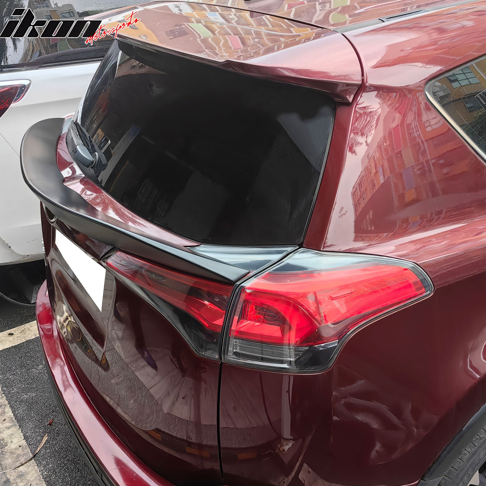 Fits 16-18 Toyota Rav4 IKON ABS Add-on Rear Trunk Spoiler Middle Lip Matte Black