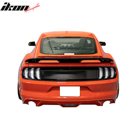 IKON MOTORSPORTS, Trunk Spoiler Gurney Flap Wicker Bill Compatible with 2015-2023 Ford Mustang 2-Door Coupe, GT500 Style Trunk Add on Gurney Flap Wing Spoiler