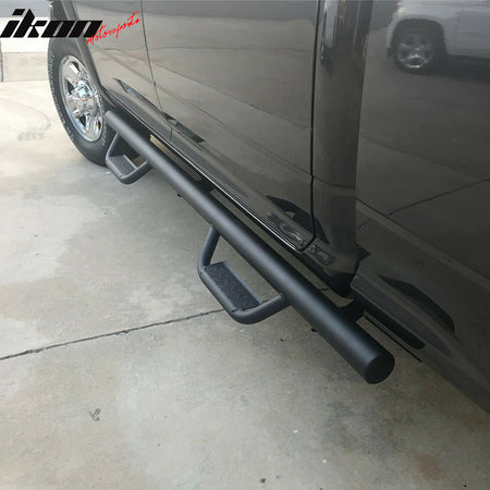 IKON MOTORSPORTS, Running Boards Compatible With 2009-2018 Dodge Ram 1500 Quad Cab 2010-2018 Ram 2500 3500 Quad Cab, Black Side Step Bar Nerf Bars, 2010 2011 2012 2013 2014 2015 2016 2017