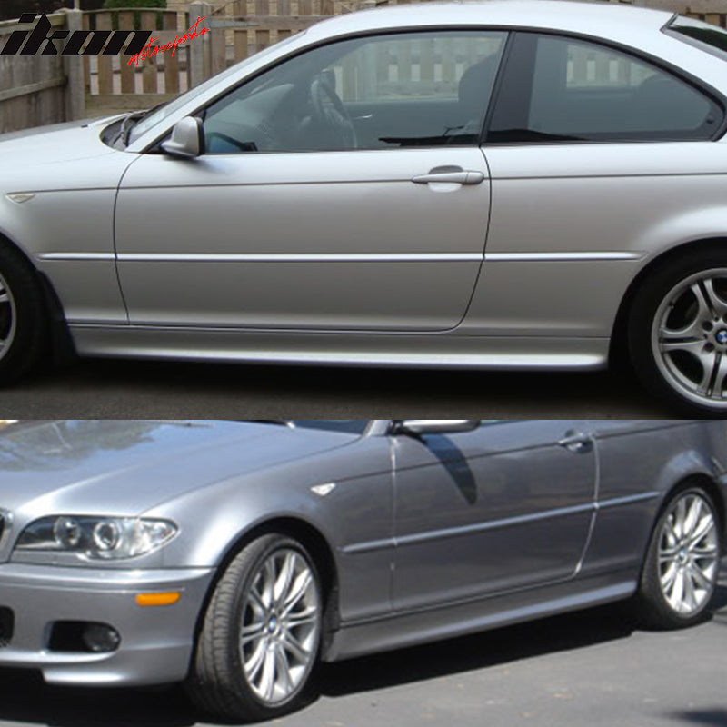 Side Skirts Compatible With 2000-2006 BMW E46 3 Series, Gary PP M-Tech Msport Left Hand Right Hand Underboard Extension Replacement by IKON MOTORSPORTS, 2001 2002 2003 2004 2005