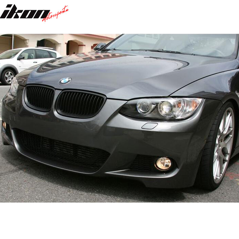 Front Bumper Cover Guard Compatible With 2007-2010 BMW E92 E93 3 Series, M-Tech Style Unpainted PP Bumper Guard Protector Mask M-Tech Replacement by IKON MOTORSPORTS, 2008 2009