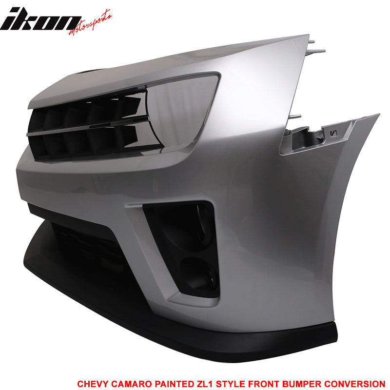 Fits 10-13 Chevy Camaro ZL1 Style Front Bumper Cover PP Painted #WA636R Silver