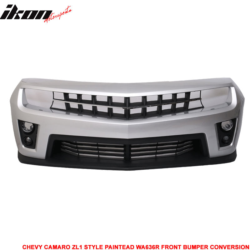 Fits 10-13 Chevy Camaro ZL1 Style Front Bumper Cover PP Painted #WA636R Silver