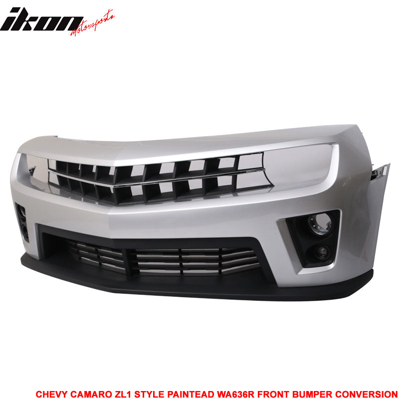 Fits 10-13 Chevy Camaro ZL1 Style Front Bumper Cover PP Painted #WA636R Silver