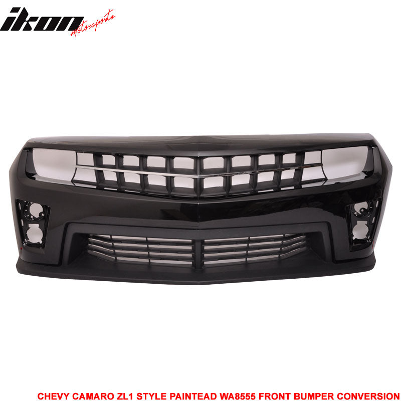 Fits 10-13 Chevy Camaro ZL1 Style Front Bumper Cover Conversion Painted Black PP