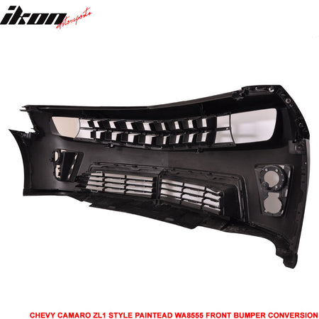 Fits 10-13 Chevy Camaro ZL1 Style Front Bumper Cover Conversion Painted Black PP