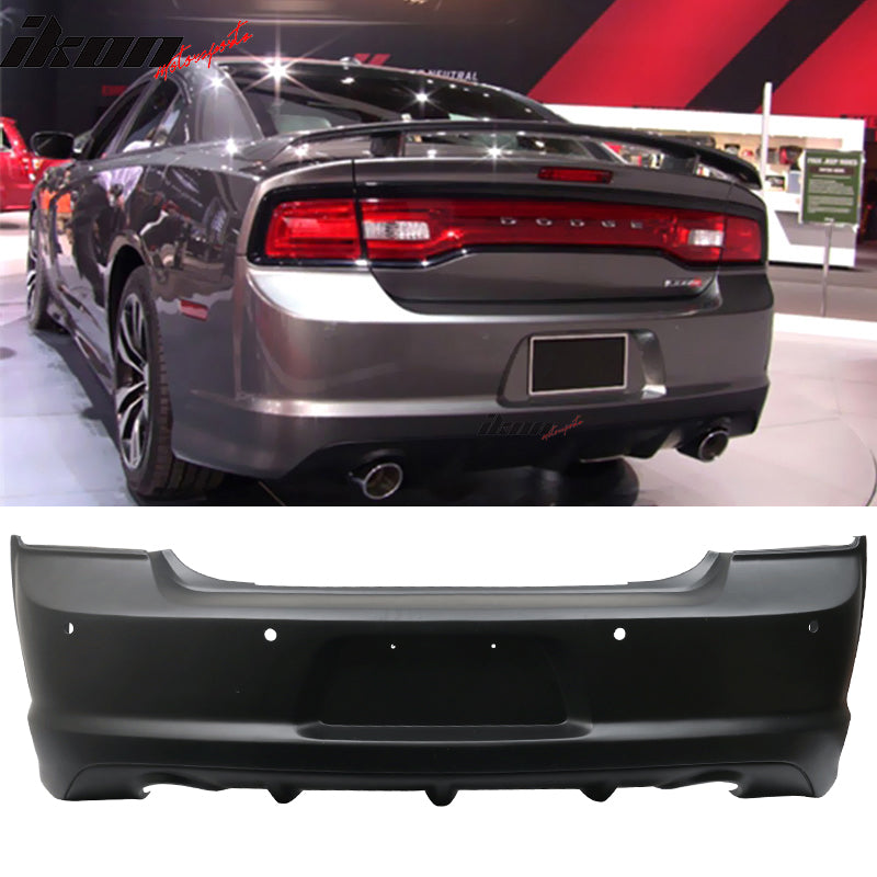 2011-2014 Dodge Charger Unpainted Black Rear Bumper Conversion PP