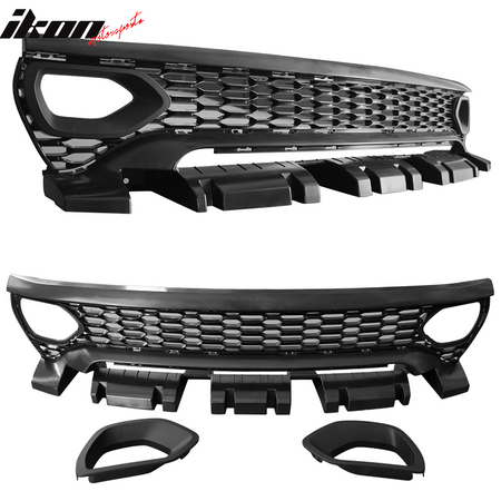 Fits 15-23 Charger PP Front Bumper w/ SRT Upper Lower Grille Foglight Cover