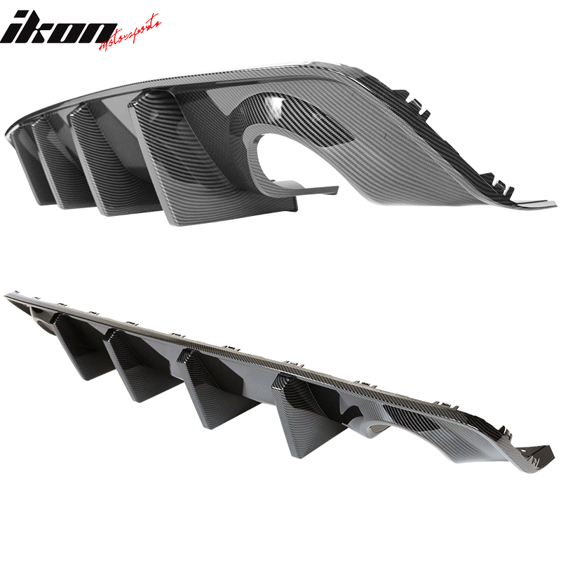 Fits 15-23 Charger Rear Bumper Conversion w/ Carbon Fiber Print Rear Diffuser PP