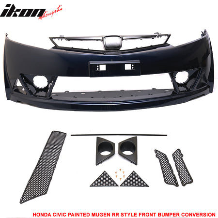 Fits 06-11 Civic Mugen RR Style Front Bumper Cover Painted Royal Blue Pearl PP