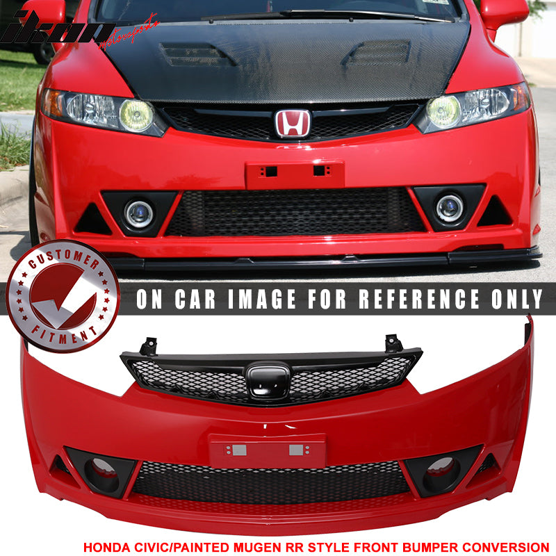 2006-2011 Honda Civic Mugen RR Style Paint Milano Red PP Front Bumper