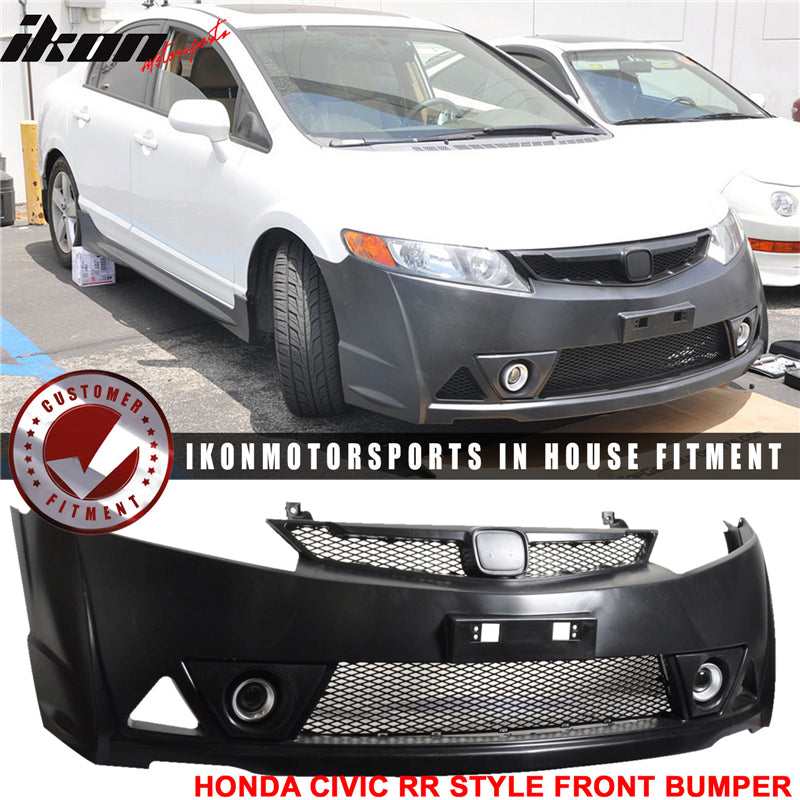 Fits 06-11 Honda Civic MUG RR Style Front Bumper + PP Rear Lip w/ 3rd Light