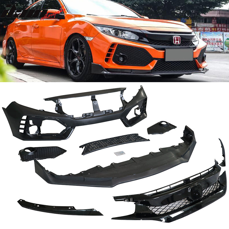 2016-2021 Honda Civic 10th-Gen Type-R Style Front Bumper Conversion