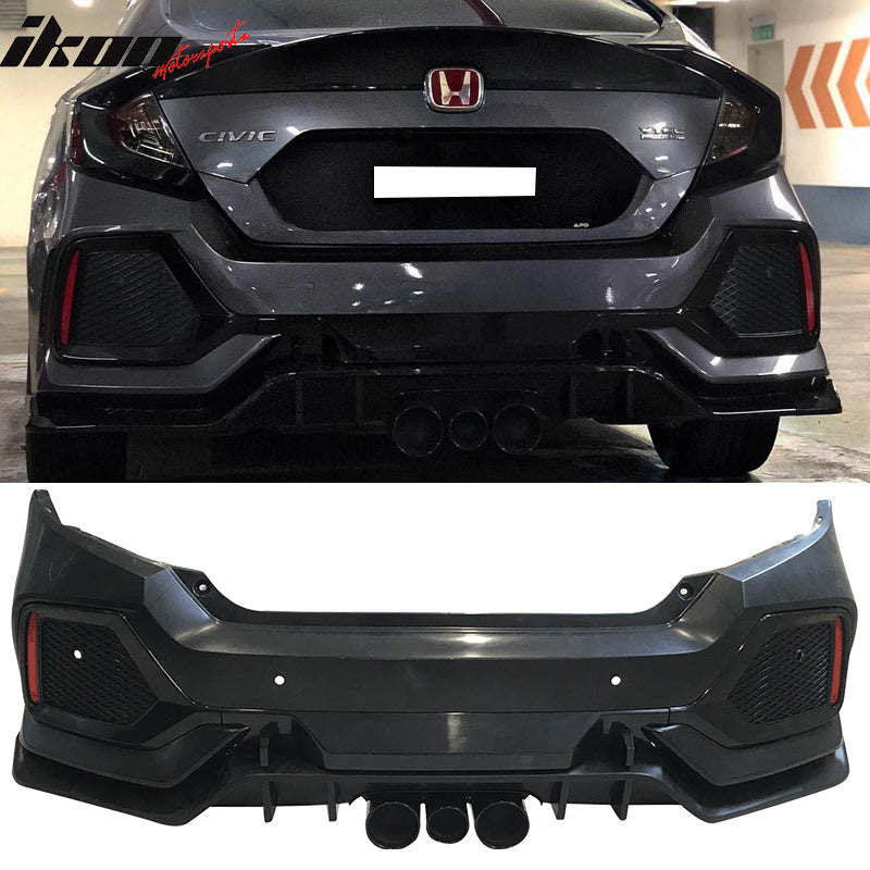 2016-2021 Honda Civic 10th-Gen CTR Type R Black Rear Bumper Cover PP