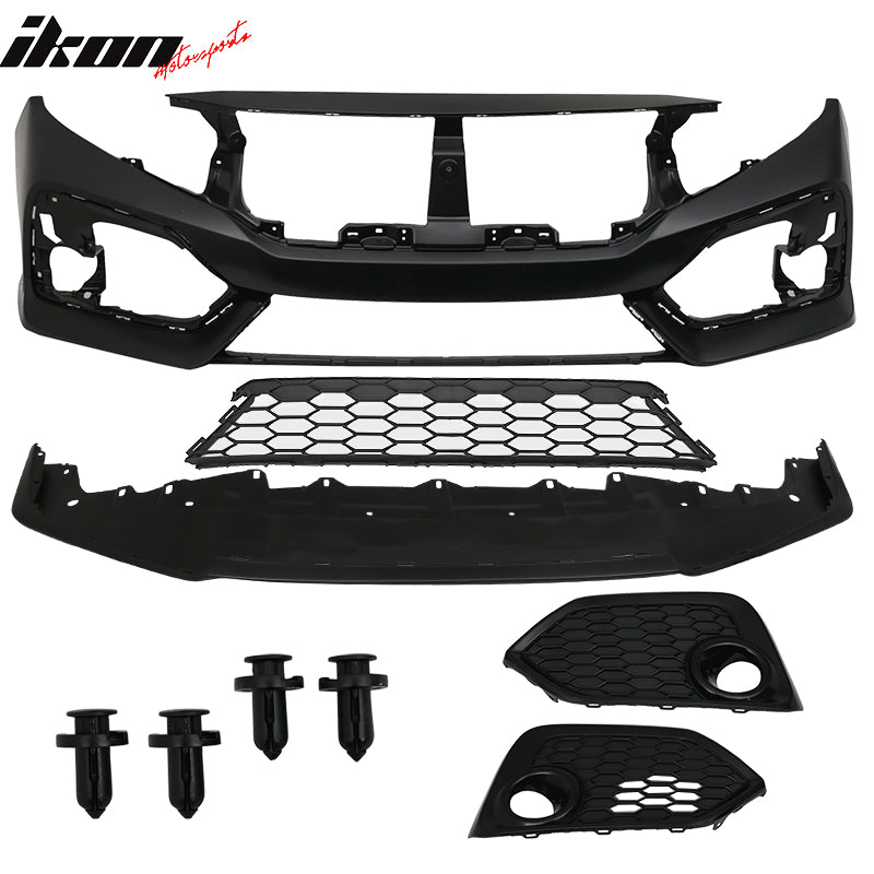 Fits 16-21 Honda Civic OE Style Front Bumper Cover Conversion Kit W/Grille PP