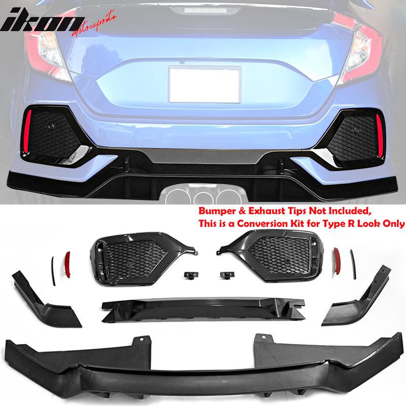 2017-2021 Honda Civic HB TypeR Style Primer Front Bumper Conversion PP