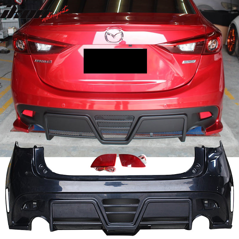 2014-2016 Mazda 3 KS Style Rear Bumper Conversion W/ Red LED Lights