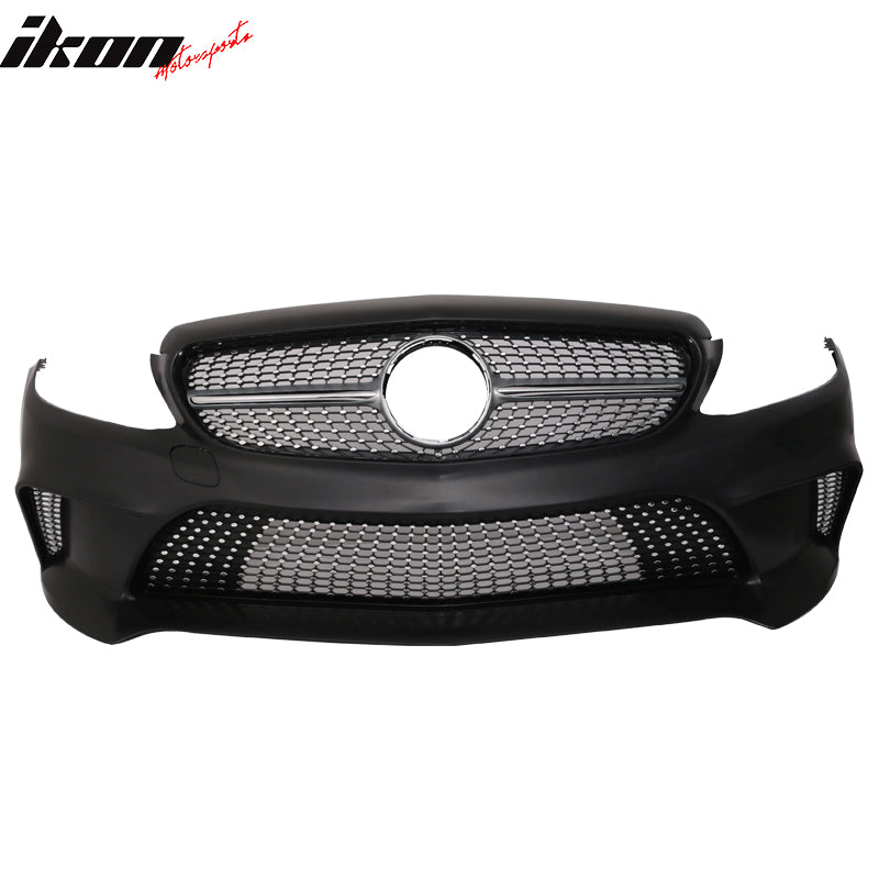 Front Bumper Body Kit Compatible With 2015-2017 Mercedes Benz C-Class W205, Concept Style Unpainted PP Protector Front Bumper by IKON MOTORSPORTS, 2016