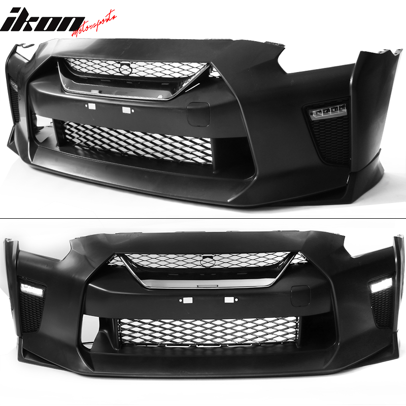 Fits 09-22 Nissan R35 GTR GT-R Front Bumper Cover & Front Hood & 2PCS Headlights