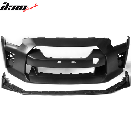 Fits 09-22 Nissan R35 GT-R Front + Rear Bumper Cover + Hood + 2PC Side Skirts PP