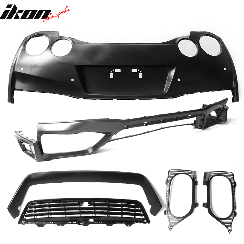 Fits 09-22 Nissan R35 GT-R Front + Rear Bumper Cover + Hood + 2PC Side Skirts PP