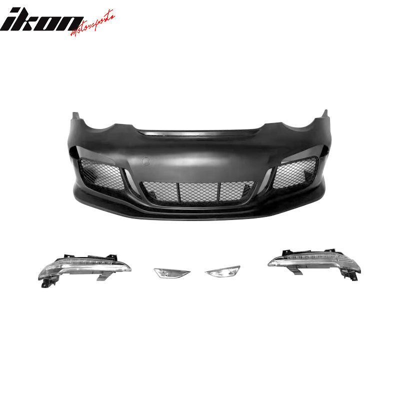 Fits 05-12 Porsche Carrera 911 997 to 991 GT3 RS Style Front Bumper Cover w/ DRL