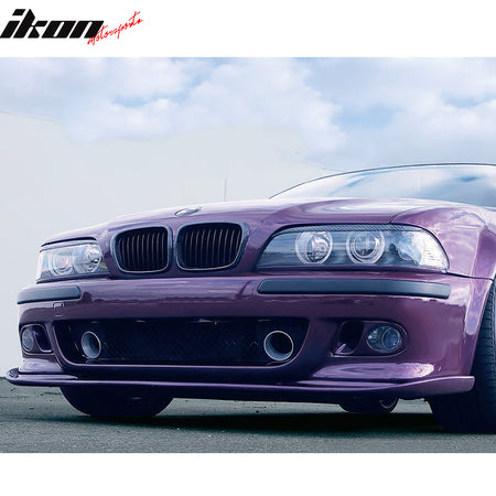 Front Bumper Lip Compatible With 1996-2003 BMW E39 5 series, H Style PP Black Front Lip Spoiler Splitter by IKON MOTORSPORTS, 1997 1998 1999 2000 2001 2002