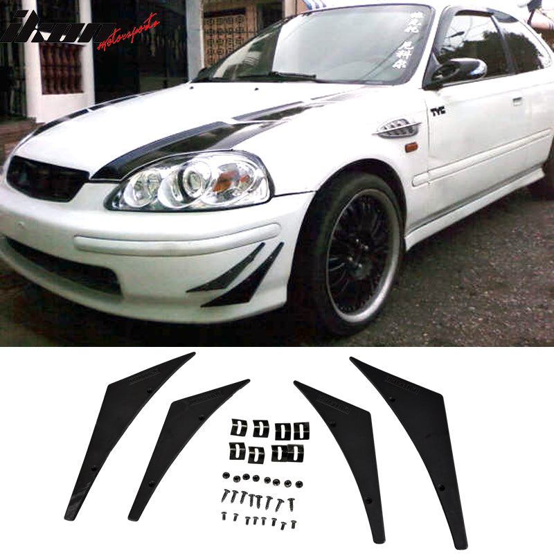 Universal Front Bumper Lip Fins Spoiler Canards Valence Chin 4 PC