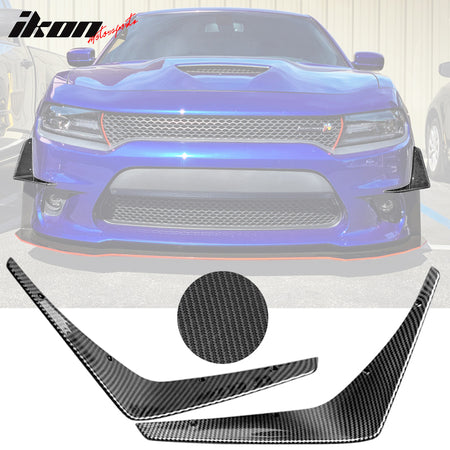 Fits 15-23 Dodge Charger SRT IKON Style Front Bumper Canards Painted Color