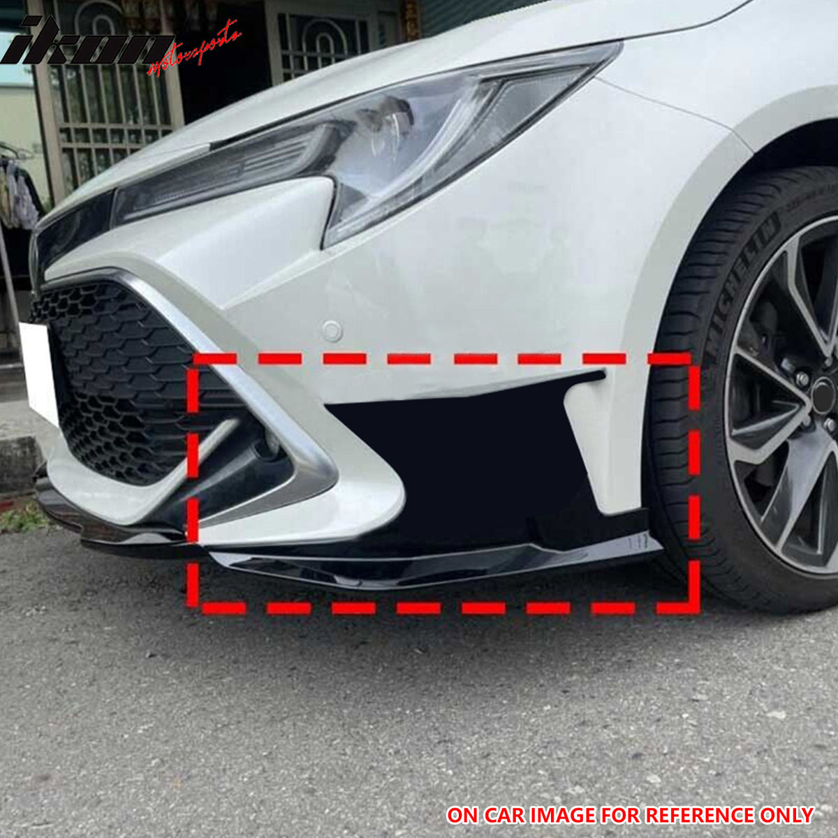 IKON MOTORSPORTS, Front Bumper Canards Compatible With 2019-2024 Toyota Corolla Auris 3rd E210 5-Door Hatchback, 2PCS Front Bumper Side Canards Dive Planes Vent Spoiler Gloss Black