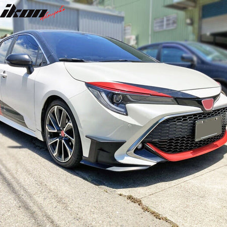 IKON MOTORSPORTS, Front Bumper Canards Compatible With 2019-2024 Toyota Corolla Auris 3rd E210 5-Door Hatchback, 2PCS Front Bumper Side Canards Dive Planes Vent Spoiler Matte Black