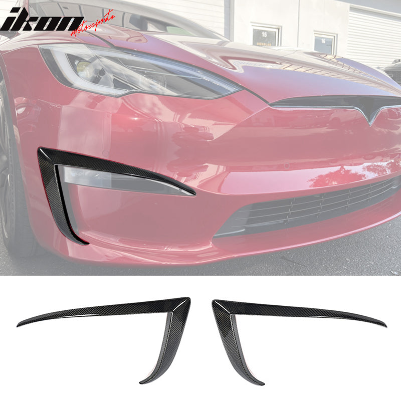 2021-2023 Tesla Model S Gloss Black Front Canard Splitter Carbon Fiber