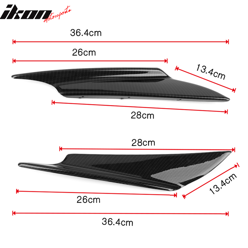 Universal Front Bumper Fin Canards Splitters B Style Carbon Fiber Print 36CM 2Pc