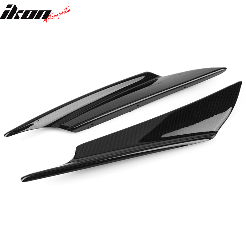 Universal Front Bumper Fin Canards Splitters B Style Carbon Fiber Print 36CM 2Pc