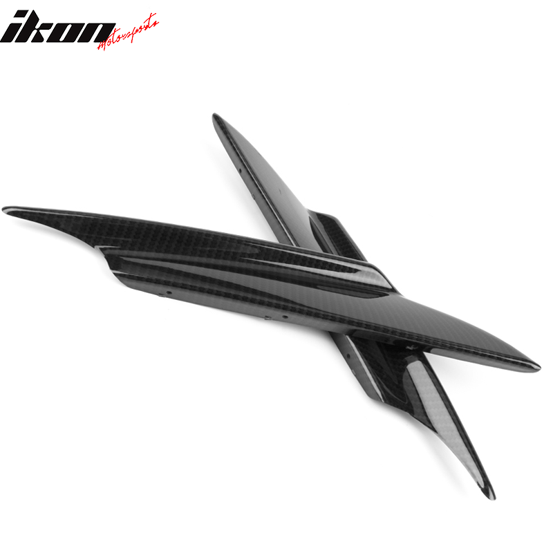 Universal Front Bumper Fin Canards Splitters B Style Carbon Fiber Print 36CM 2Pc