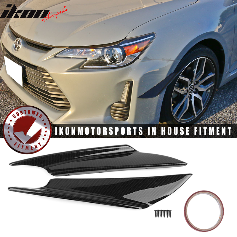 Universal Fit 36CM 2PC Front Bumper Lip Canards Carbon Fiber Print